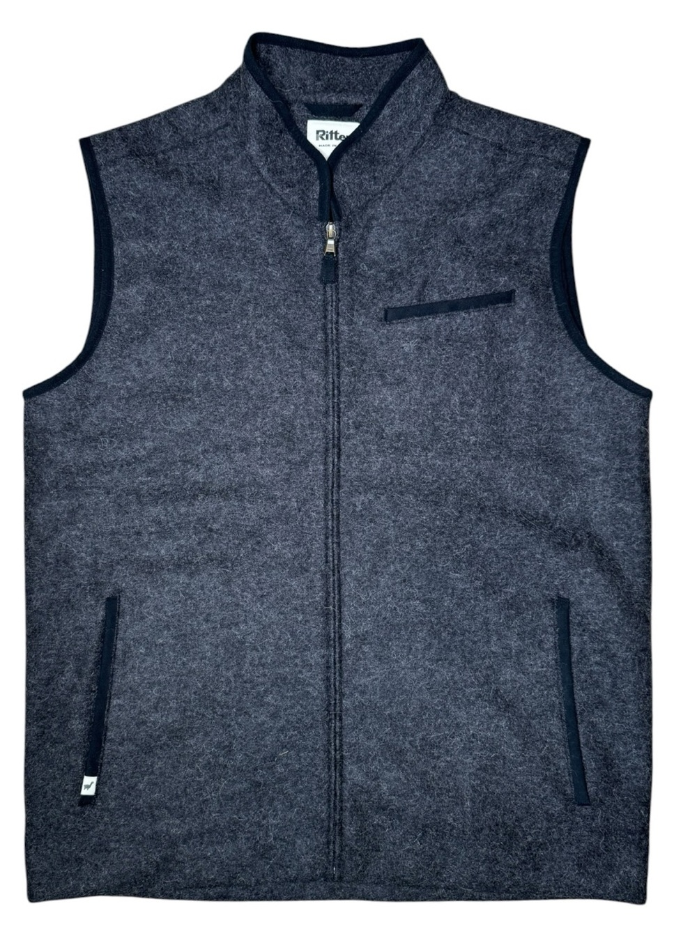 Ritter Men’s Rittervest Wool Alpaca Vest M Zip Pockets Recycled Charcoal Gray